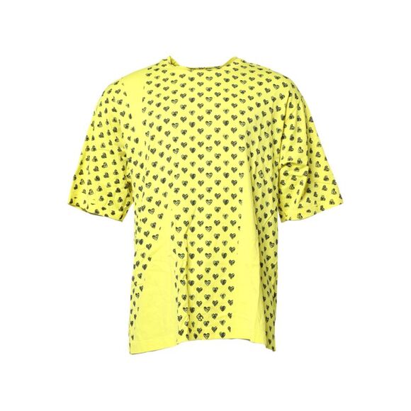 Dolce & Gabbana Yellow Cotton DG Heart Print Crew Neck Men's T-shirt (Pre-Owned)